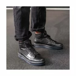 Baskets NOIR DENIM SIDE CUIR -magasin de chaussures baskets noir denim side cuir 11